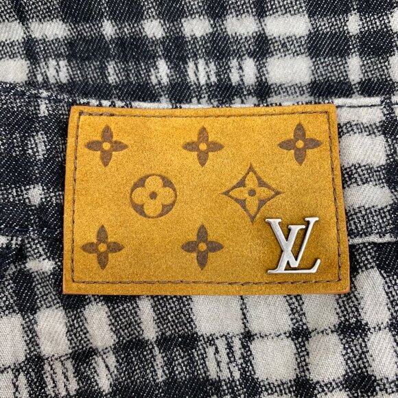 LOUIS VUITTON Black & White Checkered Monogram Print Cotton Shorts Size 29 Made - Picture 5 of 8